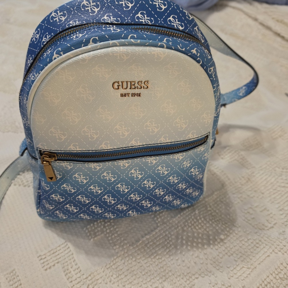 GUESS Vikky Logo Backpack Blue Ombre 4G Monogram Rare